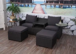 Poly-Rattan Garnitur HWC-J38, Garten-/Lounge-Set Sitzgruppe, Spun Poly Halbrundes Rattan Anthrazit, Kissen Dunkelgrau -Deutschland Garten Zier Verkaufs-Shop d6413daa31769bb4a04469ad3eec98e9