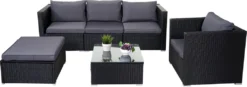 Poly-Rattan-Garnitur Brescia, Gartengarnitur Sitzgruppe Sofa Lounge-Set Schwarz, Kissen Anthrazit -Deutschland Garten Zier Verkaufs-Shop d66a1d7c93585848b54890115ed8dd1d