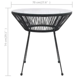 VidaXL Garten-Esstisch Schwarz Ø70x74 Cm Rattan Und Glas -Deutschland Garten Zier Verkaufs-Shop d6c50aead87c7f827731d2cbf5329477