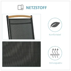 Outsunny 2er-Set Klappstuhl Gartenstuhl Klappbar Mit Rückenlehne Armlehne Für Garten Balkon Terrasse Mesh Stoff Aluminium Schwarz 71,5 X 68 X 109 Cm -Deutschland Garten Zier Verkaufs-Shop d6e1206f8ce8e9b68ba15b0b96951714
