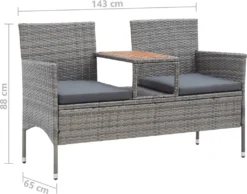 VidaXL 2-Sitzer-Gartenbank Mit Teetisch 143 Cm Poly Rattan Grau -Deutschland Garten Zier Verkaufs-Shop d74385b2c2f99c1f2300aca6739288a7