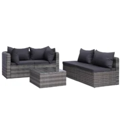 VidaXL 5-tlg. Garten-Sofagarnitur Mit Polstern & Kissen Poly Rattan Grau -Deutschland Garten Zier Verkaufs-Shop d74a18e2de8f7f452713c45e211a640f
