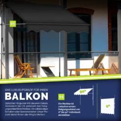 Tillvex Balkonmarkise 350 Cm Anthrazit Gelenkarm Markise Klemmmarkise Sonnenmarkise Balkon Ohne Bohren -Deutschland Garten Zier Verkaufs-Shop d785b5d87f656beaffb85518c4800f6e 3