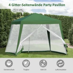 Outsunny Gartenpavillon Pavillon Festzelt Partyzelt Wetterfest Zelt Mit Moskitonetz Metall + Polyester Grün 3 X 3 M -Deutschland Garten Zier Verkaufs-Shop d7a5f3448c94eba60ffaf3307c86b675
