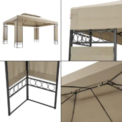 Festzelt Lanciano Pavillon Für Terrasse Oder Garten 400x300x265 Cm Anstellpavillon Gartenpavillon Sonnenschutz Mit Doppeldach Stahl Stahlgestell Beige -Deutschland Garten Zier Verkaufs-Shop d7c89c4da5944eeeb9255855133cc39f