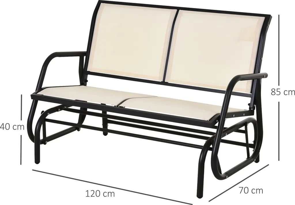 Outsunny Schaukelstuhl 2-Sitzer Gartenbank Gartenschaukel Sitzbank Parkbank Metall Gartenmöbel Schwarz+Beige 120 X 70 X 85 Cm 3 Outsunny Schaukelstuhl 2-Sitzer Gartenbank Gartenschaukel Sitzbank Parkbank Metall Gartenmöbel Schwarz+Beige 120 X 70 X 85 Cm – Bild 3