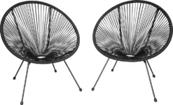 Tectake 2 Gartenstühle Santana Retro Im Acapulco-Stil - Schwarz