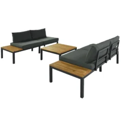 Merax Gartenmöbelset 4-teilig Loungeset Loungegruppe Aus Akazienholz Und Stahlrahmen, Balkonmöbel Set Mit Tisch Und Kissen, 250*172*67cm -Deutschland Garten Zier Verkaufs-Shop d7e4cf6136afde0be08dbbc5ad3af68b