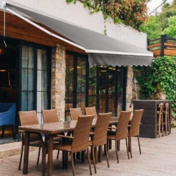 COSTWAY 2,5x2m Gelenkarmmarkise Sonnenmarkise Mit UV- & Wasserbeständigem Material, Aluminiumrahmen & -kurbel Grau