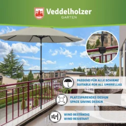Veddelholzer Sonnenschirmhalter Für Balkongeländer-Robuste, Universelle Schirmhalterung Eckig & Rund, Platzsparender Ersatz Zum Sonnenschirmständer Balkon Für Jeden Schirmstock Geeignet. -Deutschland Garten Zier Verkaufs-Shop d85e4ab4f43505cfcd4615380583f137