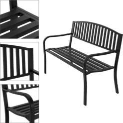 ProGarden Gartenbank Metall 127x50x85 Cm Schwarz -Deutschland Garten Zier Verkaufs-Shop d8b74b220d2fa90e76456b034f84469e