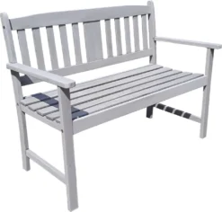 Garden Pleasure Gartenbank 2-Sitzer B 110 X T 56,5 X H 86 Cm, Aus Eukalyptusholz, In Grau Lackiert