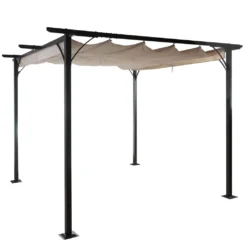 Pergola MCW-C42, Garten Pavillon, Stabiles 6cm-Gestell + Schiebedach Creme 3x3m -Deutschland Garten Zier Verkaufs-Shop da60322017efe2a59edf8ab70599f8e1