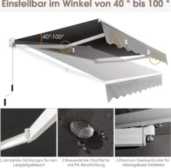 COSTWAY 2,5x2m Gelenkarmmarkise Sonnenmarkise Mit UV- & Wasserbeständigem Material, Aluminiumrahmen & -kurbel Grau -Deutschland Garten Zier Verkaufs-Shop da7c8fe21974b67b3865e671e2491319