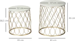 Outsunny 2er-Set Gartentisch Beistelltische Couchtische Retro Drahtkorb Metallkorb Garten Satztisch Gartenmöbel Outdoor Balkon Stahl Gold + Weiß Ø41 X 46 Cm -Deutschland Garten Zier Verkaufs-Shop db6ad069f51894a06aba2889ca273f23