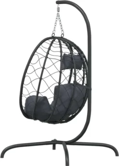 VidaXL Hängesessel Ei Mit Kissen Anthrazit Poly Rattan & Stahl -Deutschland Garten Zier Verkaufs-Shop db77bc6910feda5bd44325974b50d120