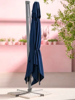 Dehner Ampelschirm Zypern, Eckig, Mit UV-Schutz 80+, 264 X 300 X 300 Cm, Aluminium/Polyester/Stahl, Dunkelblau -Deutschland Garten Zier Verkaufs-Shop db7b2db0bef134129fac5978829fd3ce