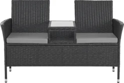 SVITA CHICAGO Rattan-Bank Garten-Bank Lounge Sitzecke Schwarz -Deutschland Garten Zier Verkaufs-Shop db8bba4d8c6c3df458a5ffe0dcb084aa