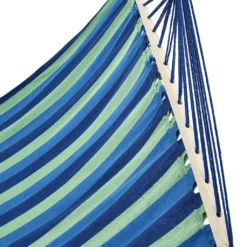 Juskys Hängematte Caracas 230 X 150 Cm In Grün-Blau – Doppelhängematte Aus Baumwolle Für 2 Personen Mit Kissen – Outdoor-Hängematte Bis 300 Kg -Deutschland Garten Zier Verkaufs-Shop dd4a0e09a256e1776a72810d9de17b58