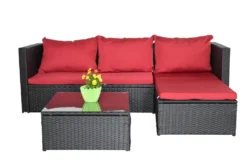 Gartenmöbel Gartenset Gartenlounge Sofa Bergen III Rot - Schwarz Neu Lounge Ecklounge Polyrattan Neu -Deutschland Garten Zier Verkaufs-Shop dd975b4a53625fb238bd204663471484