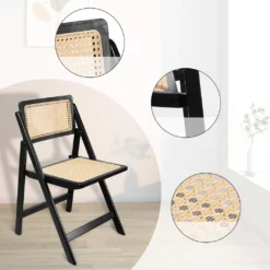 LIM HOME | Interior Trend Essstuhl Klappstuhl Aus Holz Und PVC- Wiener Geflecht | Schwarz -Deutschland Garten Zier Verkaufs-Shop dde11adad42ca1de72a139698478977e