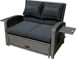 Garden Pleasure Funktionssofa NIZZA Stahl / Kunststoffgeflecht / Dunkelgrau 970373