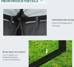 Outsunny Gartenpavillon Pavillon Ca. 3 X 3 M Doppeldach Partyzelt Festzelt 4 X Doppel-Seitenteile Wasserdicht UV-Schutz Metall Polyester Dunkelgrau -Deutschland Garten Zier Verkaufs-Shop df3e3107f83924cf748897b71c7b85a1