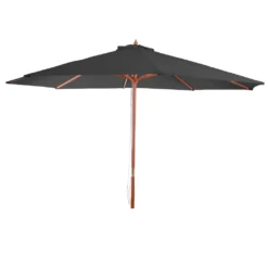 Sonnenschirm Florida, Gartenschirm Marktschirm, Ø 3,5m Polyester/Holz 7kg Anthrazit