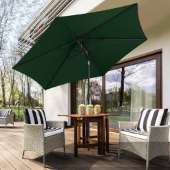 Lospitch 2.7m Sonnenschirm Gartenschirm Wasserabweisend Terrassenschirm UV40+ Mit Handkurbel Balkon Marktschirm,Grün,2.7m -Deutschland Garten Zier Verkaufs-Shop e07e19b4f4661d8e309719ae39afab90