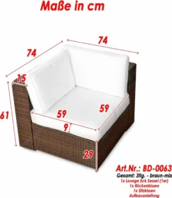 4tlg. (1er) Gartenmöbel Polyrattan Lounge Ecksessel - Braun-mix -Deutschland Garten Zier Verkaufs-Shop e106c13dd0a5968458a68c7be2c9bf54