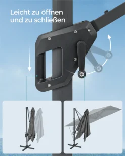 SONGMICS Sonnenschirm 290 X 290 Cm, UV-Schutz UPF 50+, Um 360° Drehbar, Mit Ständer, Befestigungsgurten Und Abdeckung, Rauchgrau GPU039G01 -Deutschland Garten Zier Verkaufs-Shop e11daf26ab15150c7890f0434134f0e4