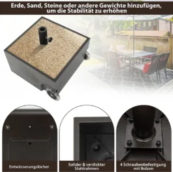 COSTWAY Sonnenschirmständer Mit Rollen, 77kg Sonnenschirm Ständer Für Schirmstangen 38/48 Mm, Schirmständer Befüllbar Mit Sand, Pflanzgefäß Mit Ablaufloch Für Terrasse, Garten -Deutschland Garten Zier Verkaufs-Shop e151d1616b4b4630b3bb05000120e414