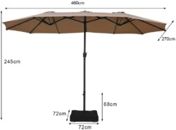 COSTWAY 460x270cm Doppelsonnenschirm Mit Basis Gartenschirm Ampelschirm Marktschirm Sonnenschirm Terrassenschirm Braun -Deutschland Garten Zier Verkaufs-Shop e22647f7c9c18d6248dc702eeda3eb7f