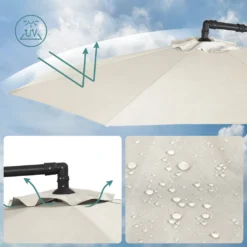 SONGMICS Sonnenschirm, Ø 300 Cm, Mit Ständer, Sonnenschutz UV-Schutz Bis UPF 50+, Mit Kurbel Zum Öffnen Und Schließen, Beige GPU116M01 -Deutschland Garten Zier Verkaufs-Shop e24012c59fba1e625eb3af30ad7356cd