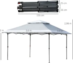 Outsunny Faltpavillon Pop-Up-Zelt Gartenpavillon Rollentasche Oxford-Gewebe 3,6 X 3,6m Hellgrau+Weiß -Deutschland Garten Zier Verkaufs-Shop e26e4f46cecfca7b46c4379e4f805a83