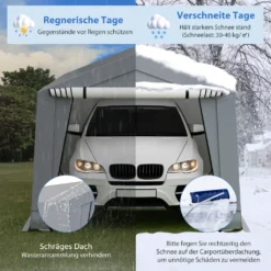 COSTWAY Garagenzelt Carport, Maße: 490 X 290 X 245 Cm, Zeltgarage Mit Türen, Weidezelt Lagerzelt Garage Unterstand, Autounterstand Für SUV, Boot, Fracht, Outdoor-Events -Deutschland Garten Zier Verkaufs-Shop e33cd3c58e7d0bc83d65389001b8719f
