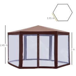 Outsunny Pavillon Gartenpavillon Mit 6 Seitenteilen Moskitonetz Partyzelt Gartenzelt Festzelt Zelt 6-eckig Polyester+Stahl Braun -Deutschland Garten Zier Verkaufs-Shop e3ceb37138087ae2a06eb84c4a47899b