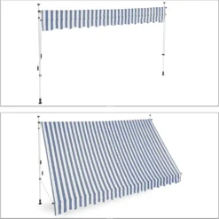 Relaxdays Klemmmarkise Blau Weiß -Deutschland Garten Zier Verkaufs-Shop e40765a5402db05f7e4307a61d1a40f9