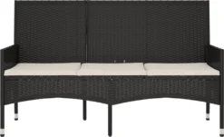 VidaXL Gartenbank 3-Sitzer Mit Kissen Schwarz Poly Rattan -Deutschland Garten Zier Verkaufs-Shop e458273f8e92b2f436af8cf0ac5aeba2