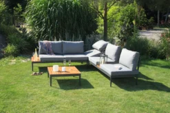 Acamp® PAROS Lounge Set 4-teilig Gartenlounge Sitzecke Lounge 56270, Gestell: Aluminum Pulverbeschichtet, Seitenteile: Akazienholz -Deutschland Garten Zier Verkaufs-Shop e560d4278c6c9c083b1619a78979d9d4