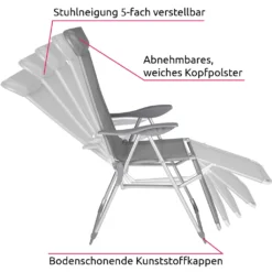 Tectake 2 Aluminium Gartenstühle Klappbar Mit Kopfteil Und Fußteil - Grau -Deutschland Garten Zier Verkaufs-Shop e5b80b1b996bde6bd19512f1ef2a0ac0