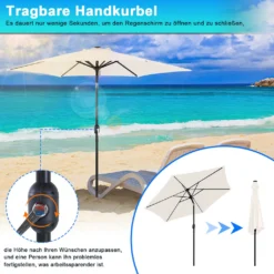 EINFEBEN 2.7m Sonnenschirm Marktschirm Mit Handkurbel UV40+ Outdoor-Schirm Terrassen Gartenschirm,Beige -Deutschland Garten Zier Verkaufs-Shop e616f84ac2fa157f7091b3efe947bd2b