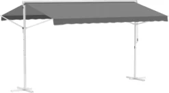 Outsunny Standmarkise Gartenmarkise Markise Mit Faltarm Kurbel Terrasse Grau 4,5x3,42m