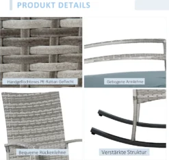 Outsunny Schaukelstuhl Schwingsessel Gartenstuhl Mit Kissen, Polyrattan+Metall, Grau, 66 X 88 X 98 Cm -Deutschland Garten Zier Verkaufs-Shop e77c686e5c7ecd8ace7d3183d5d8db4e