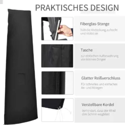 Outsunny Sonnenschirm Schutzhülle Für Sonnenshirm Bis Ø400 Cm Abdeckung Schirmschutzhaube Mit Reißverschluss, Tasche Stab Oxfordstoff Schwarz 200 X 50/80 Cm -Deutschland Garten Zier Verkaufs-Shop e7bc3cd40e815ec68fe2d0a8722e703f