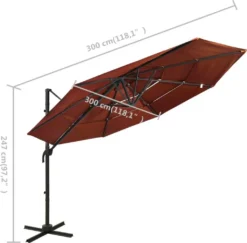 VidaXL Sonnenschirm Mit Aluminium-Mast 4-lagig Terrakottarot 3x3 M -Deutschland Garten Zier Verkaufs-Shop e7e75200bf2e881dea1fe7214826fc44