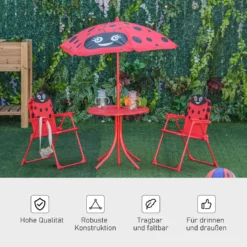 Outsunny 4tlg. Kindersitzgruppe Garten Gartentisch 2 Klappstühle Sonnenschirm Camping Kindersitzgarnitur Gartenmöbel Für 3-5 Jahre Rot -Deutschland Garten Zier Verkaufs-Shop e80c11184b00bf0b83a4d01c922d5a52
