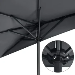 SONGMICS Sonnenschirm Ø 270cm Halbrund Sonnenschutz Bis UPF 50+ Balkonschirm Mit Kurbel Terrassenschirm Ohne Ständer Grau GPU31GY -Deutschland Garten Zier Verkaufs-Shop e8acfa6e1496bc370d37463dd97467de