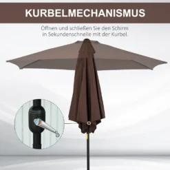 Outsunny Knickschirm Sonnenschirm Gartenschirm Marktschirm Mit Handkurbel Alu 180/㎡ Polyester Braun ∅2,7 X 2,35 M -Deutschland Garten Zier Verkaufs-Shop e95d69cd01662fa138e3ba6635a9a505
