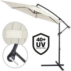 Kingsleeve Sonnenschirm Mit Ständer 300 Cm Groß UV Schutz 40+ Kurbel Neigbar Alu Wasserabweisend Windfest Ampelschirm Garten Terrasse Balkon, Farbe:creme -Deutschland Garten Zier Verkaufs-Shop e9a9d785d5830d7578feaf1a5f0520f4